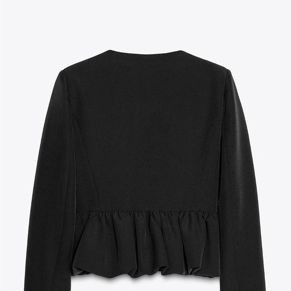 Zara Black Voluminous Hem Peplum Blazer – Size XL - Picture 2 of 14